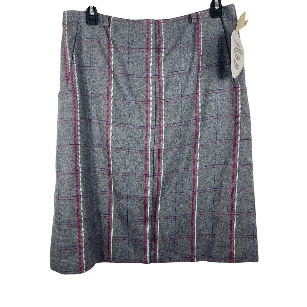 Jbj Vintage 80s Gray Fuschia Wool Blend Below Knee Skirt 14 NWT Academia Classic
